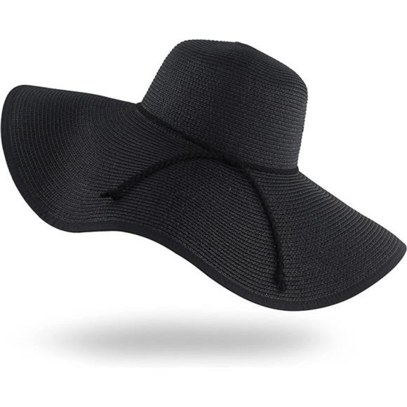 Women\'s Sun Straw Hat Wide Brim Summer Hat Foldable Roll up Floppy Beach Cap